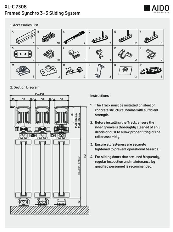 XL-C 7308 Framed Synchro 3+3 Sliding System