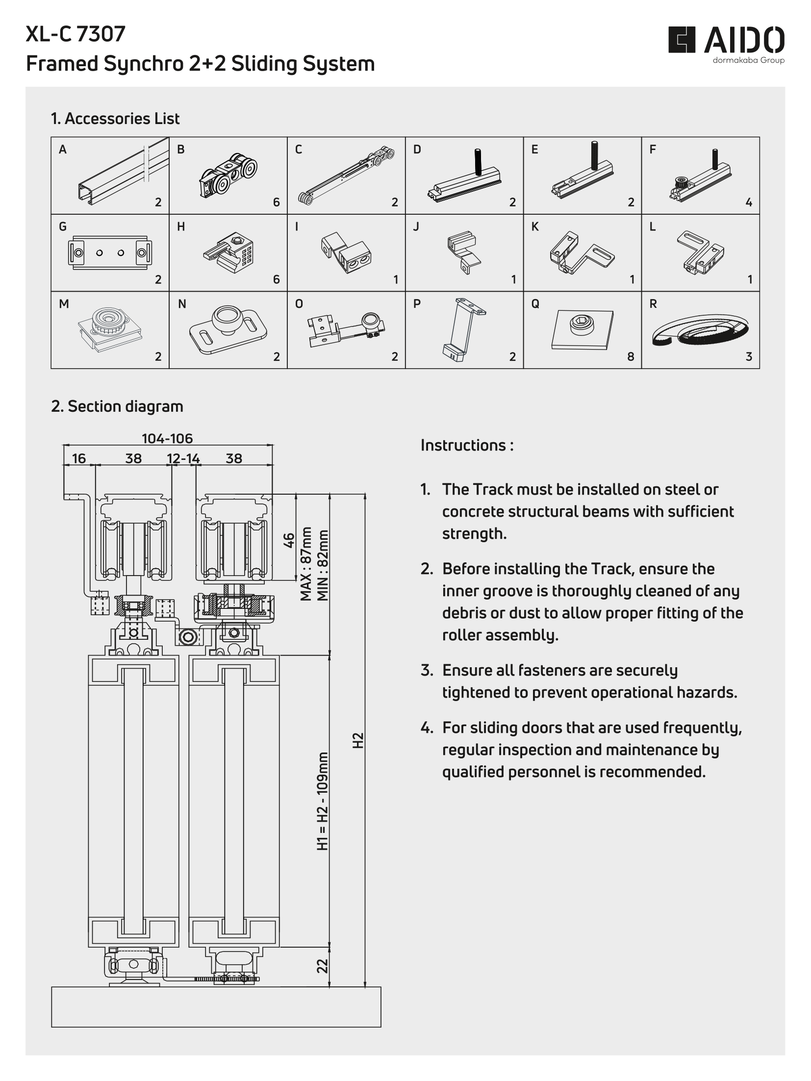 XL-C 7307 Framed Synchro 2+2 Sliding System