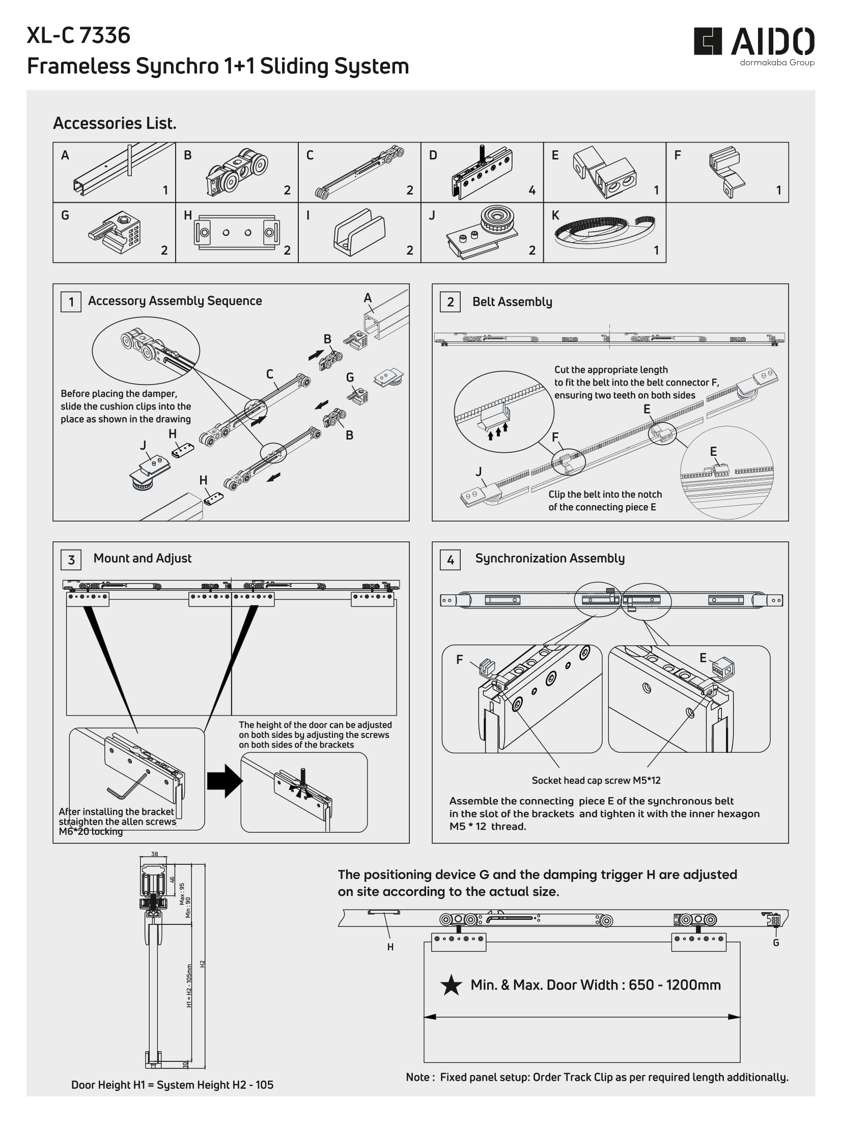 XL-C 7336 Frameless 1+1 Synchro Sliding System