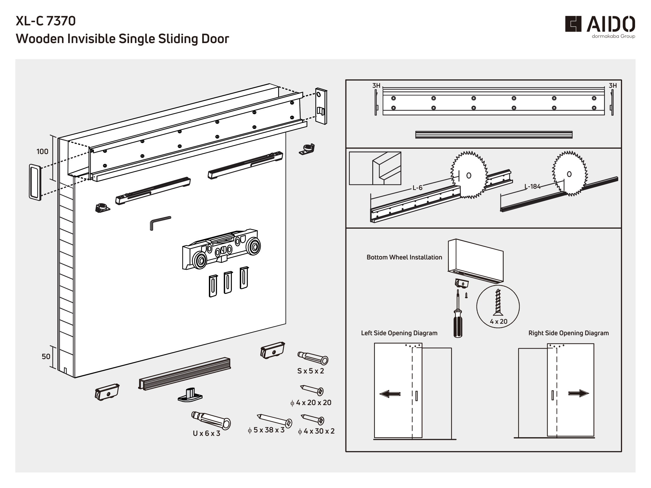 XL-C 7370 Wooden Invisible Single Sliding Door